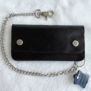 GENUINE Black Leather Chain Wallet NWOT